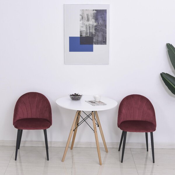 Set 2 Sedie Imbottite 50x54x79 cm in Velluto Bordeaux