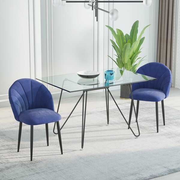 Set 2 Sedie Imbottite 50x54x79 cm in Velluto Blu