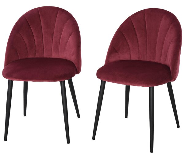 Set 2 Sedie Imbottite 50x54x79 cm in Velluto Bordeaux