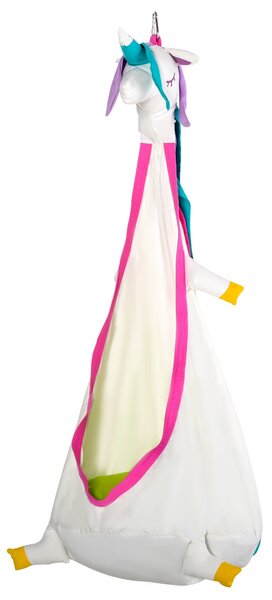 Sedia Sospesa Unicorno per Bambini 70x150 cm in Cotone con Cuscino Bianca