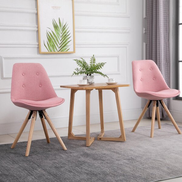 Set 2 Sedie Imbottite 48x56x87 cm in Tessuto Rosa
