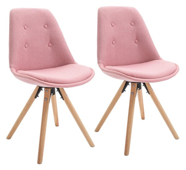 Set 2 Sedie Imbottite 48x56x87 cm in Tessuto Rosa