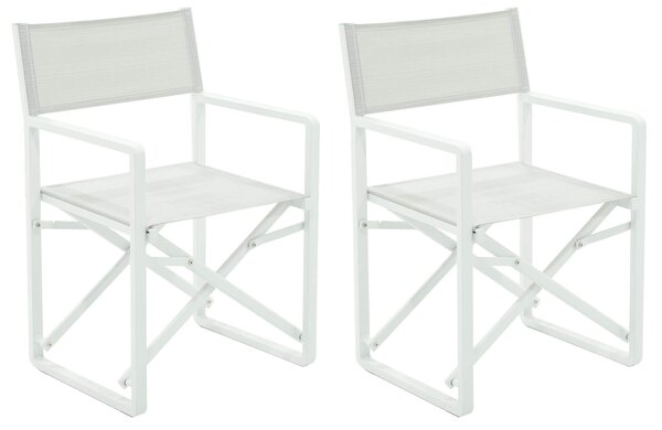Set 2 Sedie Pieghevoli da Giardino 51x54x86 cm in Alluminio e Textilene Isotta Bianche