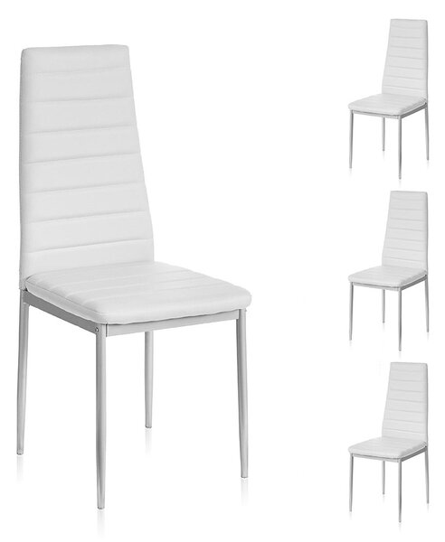 Set 4 Sedie 41x41x96 cm in Similpelle da Interno Bianche