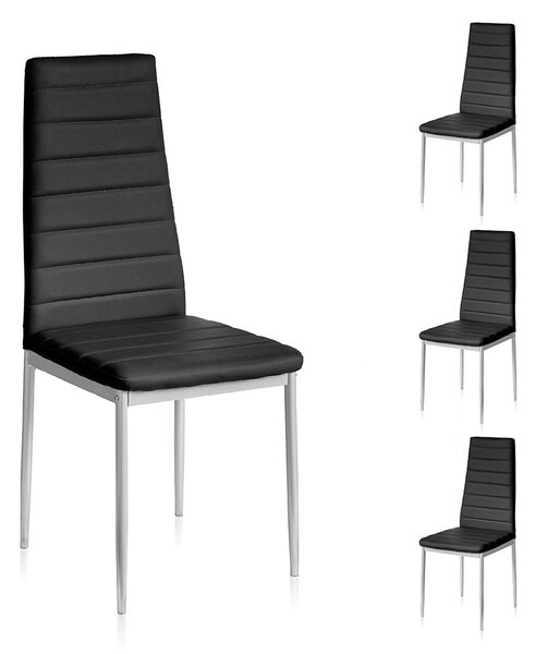 Set 4 Sedie 41x41x96 cm in Similpelle da Interno Nere