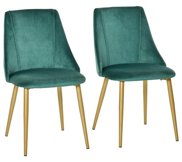 Set 2 Sedie Imbottite 50x56,5x85 cm in Tessuto Verde