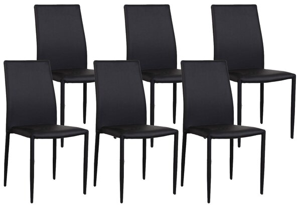 Set 6 Sedie 90x46x44 cm in Similpelle da Interno Nero