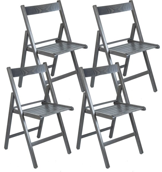 Set 4 Sedie Pieghevole 47,5x42,5x45/79 cm in Legno di Faggio FSC Grigia