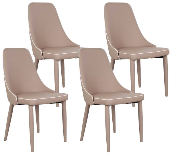 Set 4 Sedie 47x45x46 cm in Similpelle da Interno Tortora