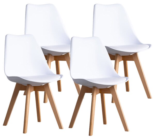 Set 4 Sedie 83x49x43 cm in Similpelle da Interno Bianco