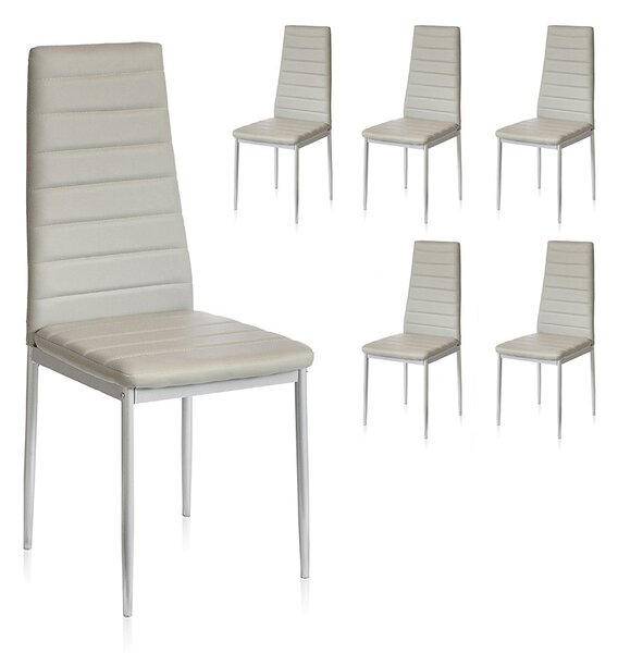 Set 6 Sedie 41x41x96 cm in Similpelle da Interno Grigie