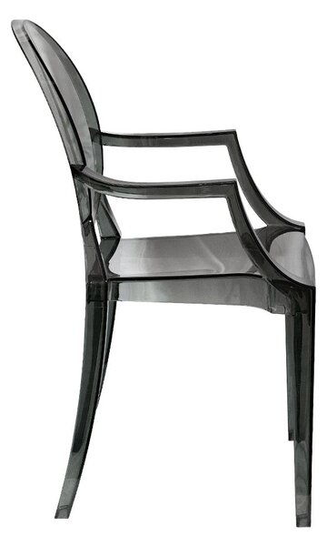 Set 4 Sedie con Braccioli 54x48,5x92 cm in Policarbonato da Interno Elizabet Grigio Fume