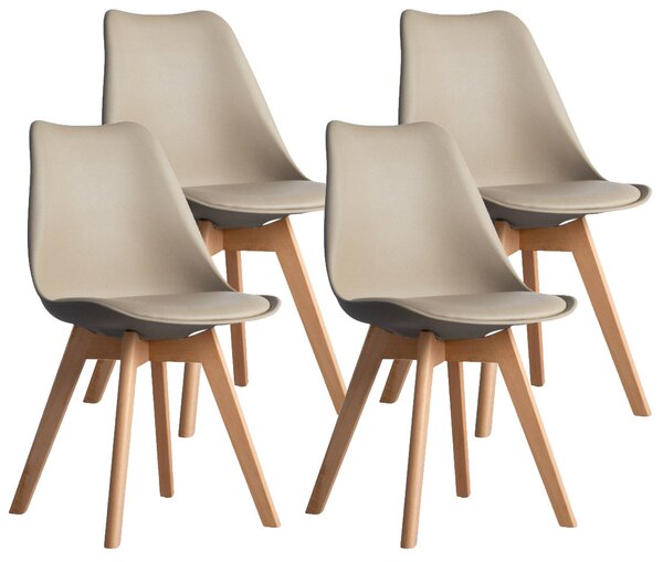 Set 4 Sedie 83x49x43 cm in Similpelle da Interno Tortora
