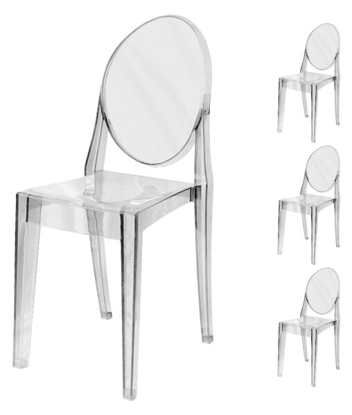 Set 4 Sedie 38x46x90,5 cm in Policarbonato da Interno Elizabet Trasparente