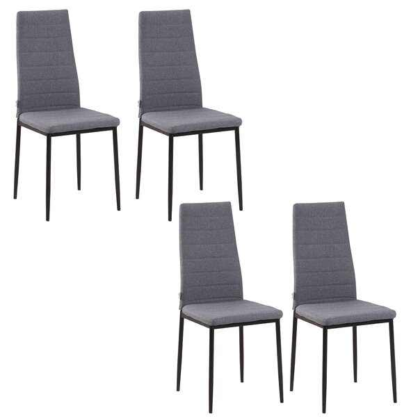 Set 4 Sedie 41x50x97 cm in Tessuto Grigio