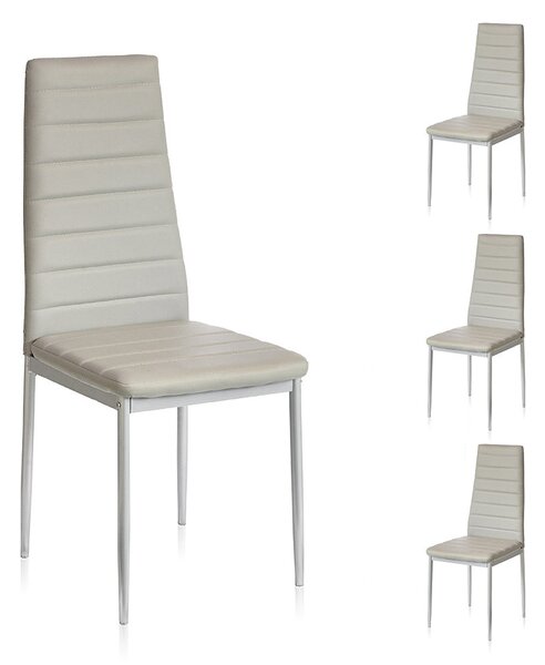 Set 4 Sedie 41x41x96 cm in Similpelle da Interno Grigie