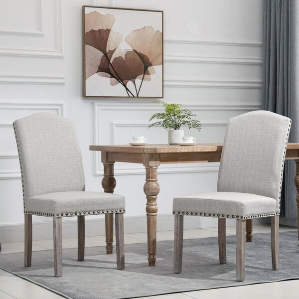 Set 2 Sedie Imbottite 51x64x99,5 cm in Tessuto Grigio chiaro