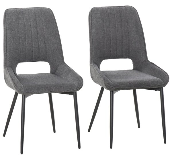 Set 2 Sedie Imbottite 59,5x50,5x92 cm in Tessuto Grigie