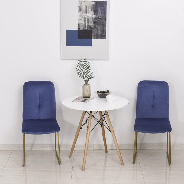 Set 2 Sedie Imbottite 44,5x59,5x91 cm in Flanella Blu