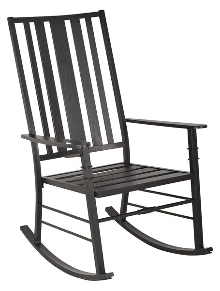 Sedia a Dondolo con Braccioli 68,5x87x113 cm in Acciaio Nero