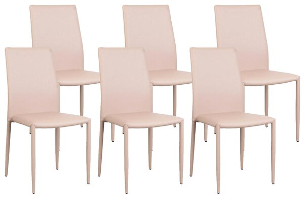 Set 6 Sedie 90x46x44 cm in Similpelle da Interno Tortora