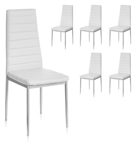 Set 6 Sedie 41x41x96 cm in Similpelle da Interno Bianche