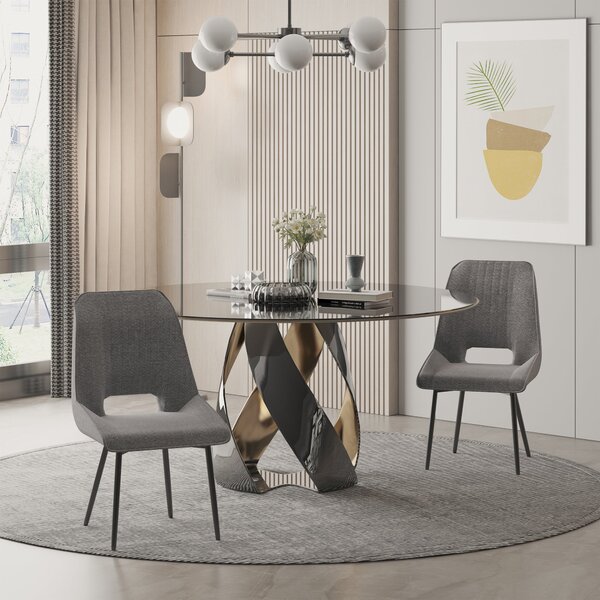 Set 2 Sedie Imbottite 59,5x50,5x92 cm in Tessuto Grigie