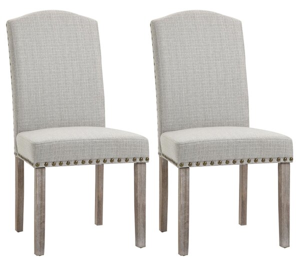 Set 2 Sedie Imbottite 51x64x99,5 cm in Tessuto Grigio chiaro