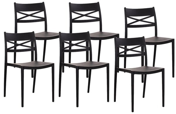 Set 6 Sedie 81x46x52 cm in Polipropilene Nero