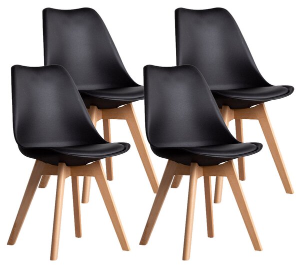 Set 4 Sedie 83x49x43 cm in Similpelle da Interno Nero