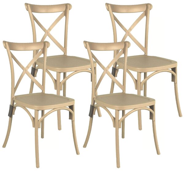 Set 4 Sedie 88x44x49 cm in Polipropilene Tortora