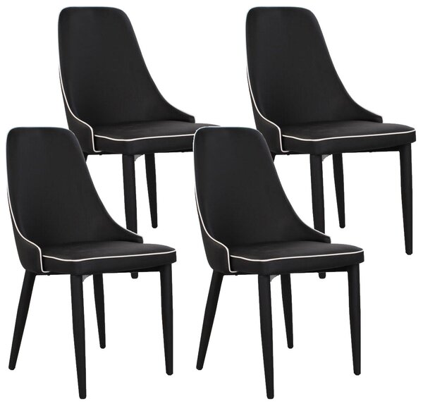 Set 4 Sedie 47x45x46 cm in Similpelle da Interno Nero