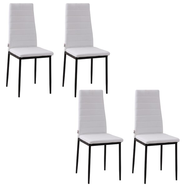 Set 4 Sedie 41x50x97 cm in Tessuto Bianco