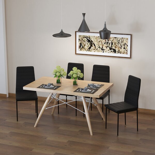 Set 4 Sedie 41x50x97 cm in Tessuto Nero