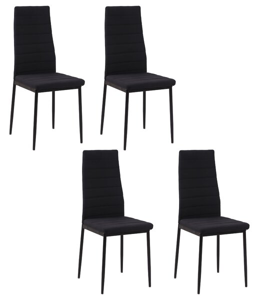 Set 4 Sedie 41x50x97 cm in Tessuto Nero