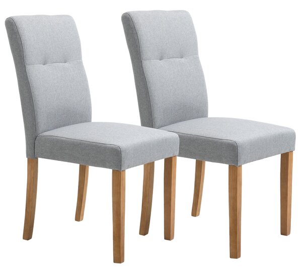 Set 2 Sedie Imbottite 50x62x96 cm in Tessuto Effetto Lino Grigio Chiaro