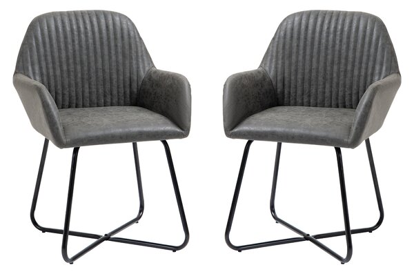 Set 2 Sedie Imbottite 60x56,5x85 cm in Similpelle Grigie