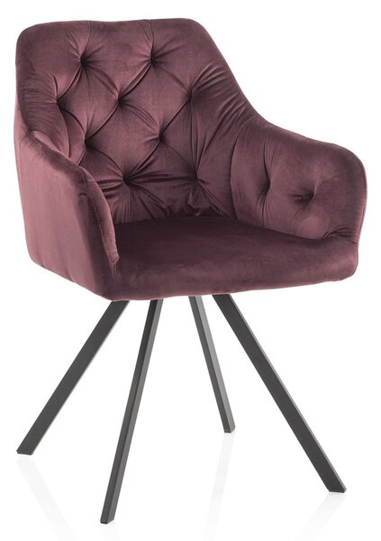 Set 2 Sedie Imbottite 58x57x84 cm in Velluto Rosso