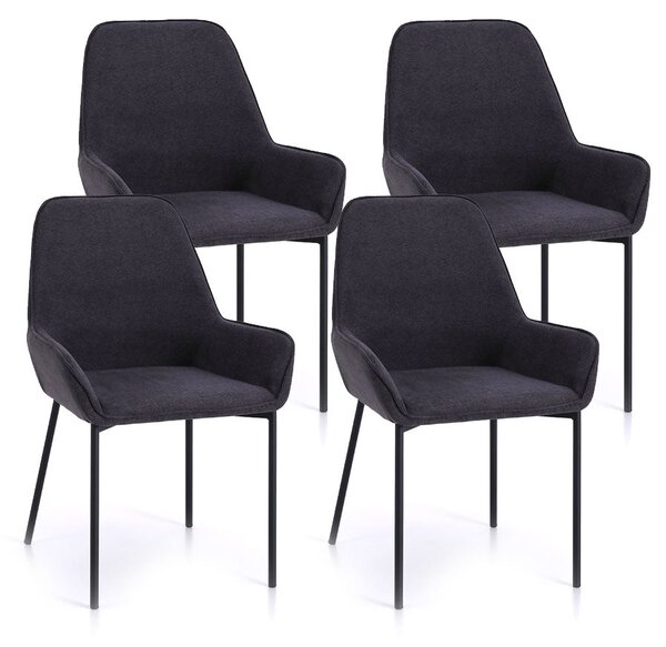Set 4 Sedie 54x53x89 cm in Similpelle Grigio Scuro