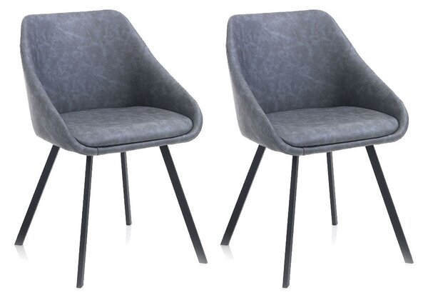 Set 2 Sedie 51x44x77 cm in Similpelle Grigio