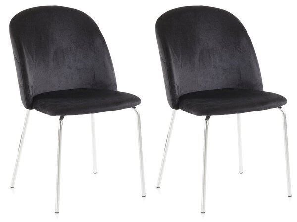 Set 2 Sedie 45x47x85 cm in Velluto Nero