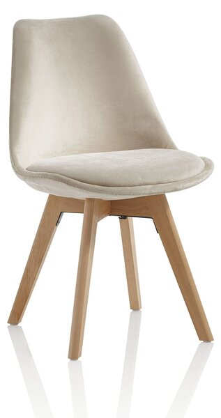 Set 4 Sedie 48,5x47x81,5 cm in Velluto Ecru