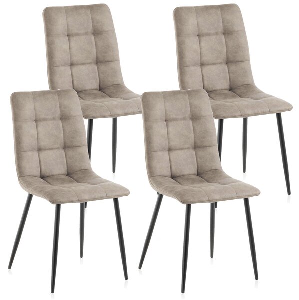 Set 4 Sedie 42,5x52,5x87,5 cm in Similpelle Marrone Chiaro
