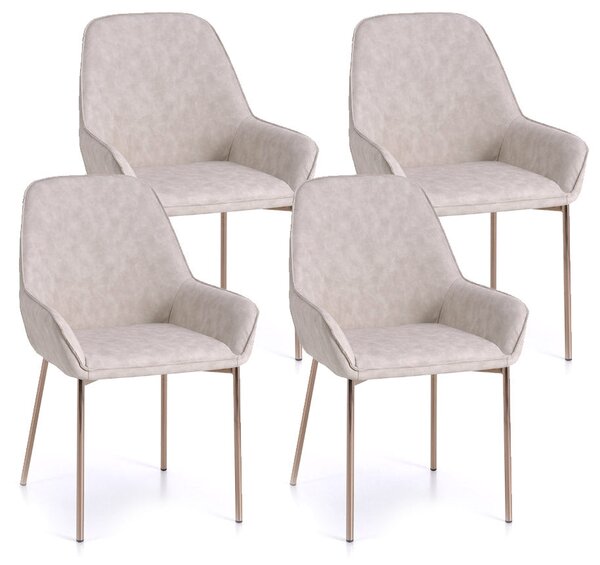 Set 4 Sedie 54x53x89 cm in Similpelle Beige