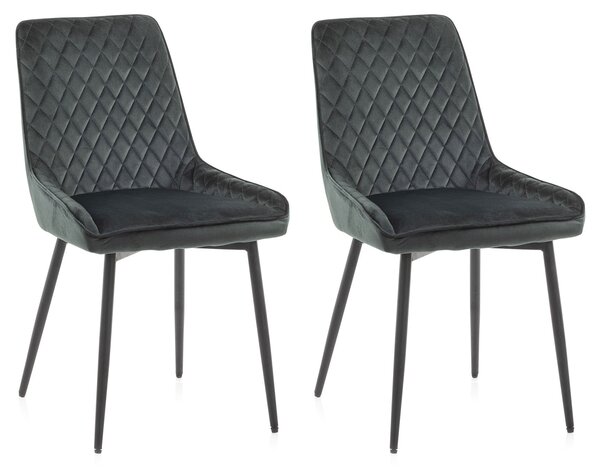 Set 2 Sedie 46,5x48x84,5 cm in Velluto Verde