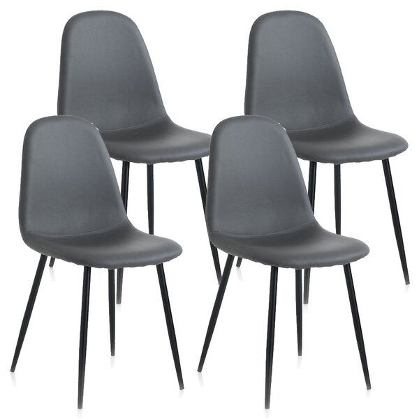 Set 4 Sedie 44x50x85 cm in Similpelle Grigio