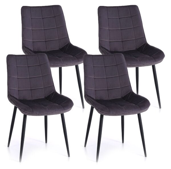 Set 4 Sedie 49x52x85 cm in Similpelle Grigio Scuro