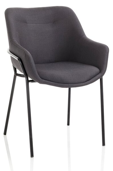 Set 2 Sedie Imbottite 80x54x84 cm in Tessuto Nero