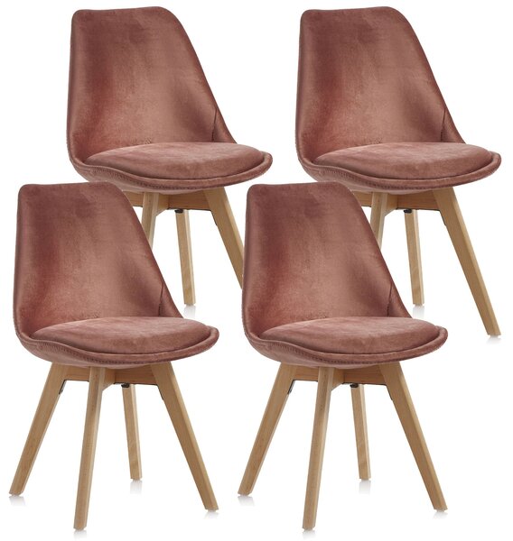 Set 4 Sedie 48,5x47x81,5 cm in Velluto Rosa