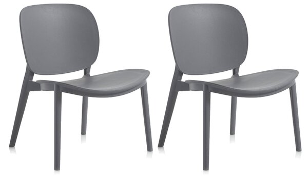 Set 2 Sedie 58x48,5x71 cm in Polipropilene Grigio